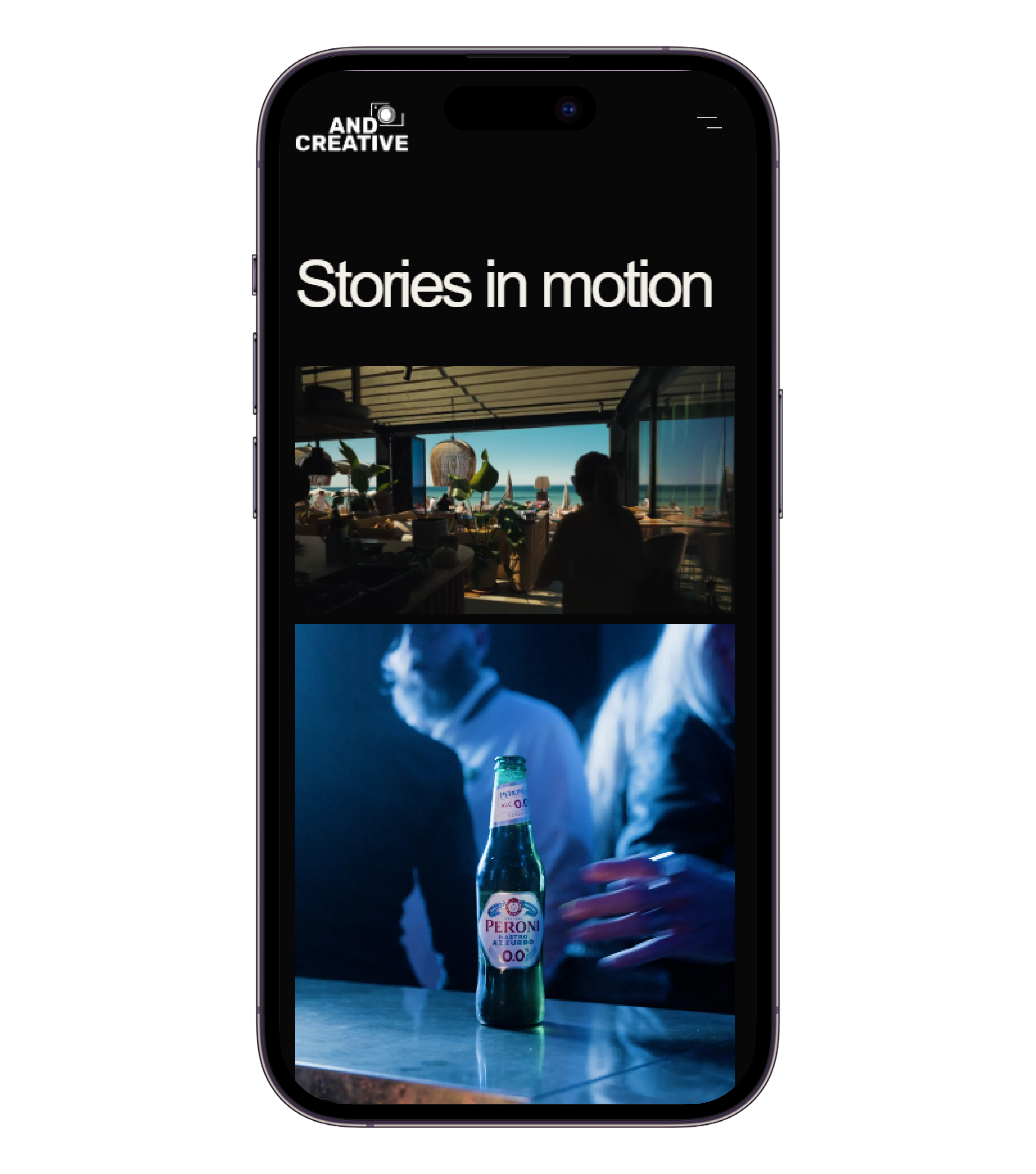 Andcreative film page on a phone