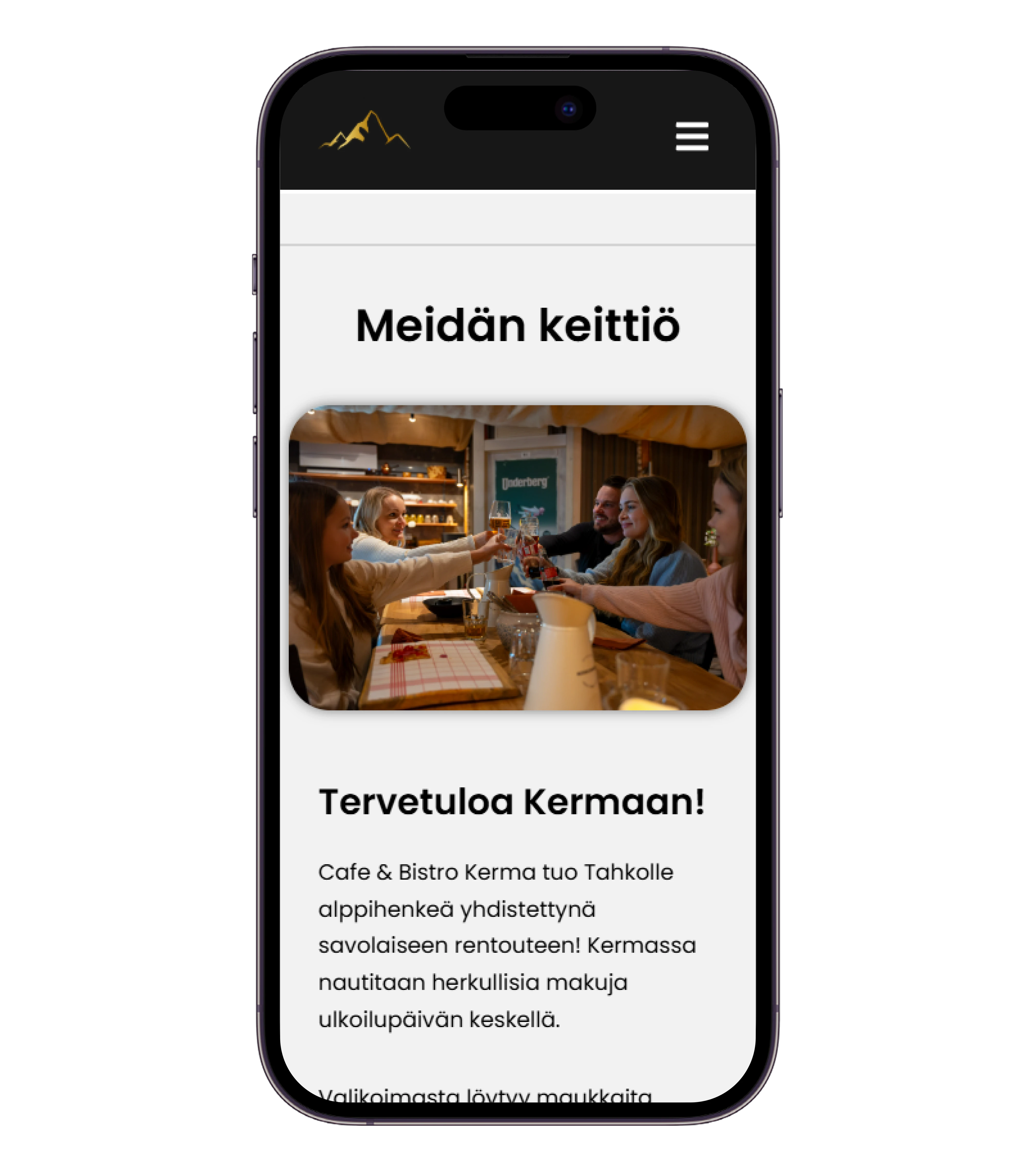 The Tahkon Kerma menu on a phone