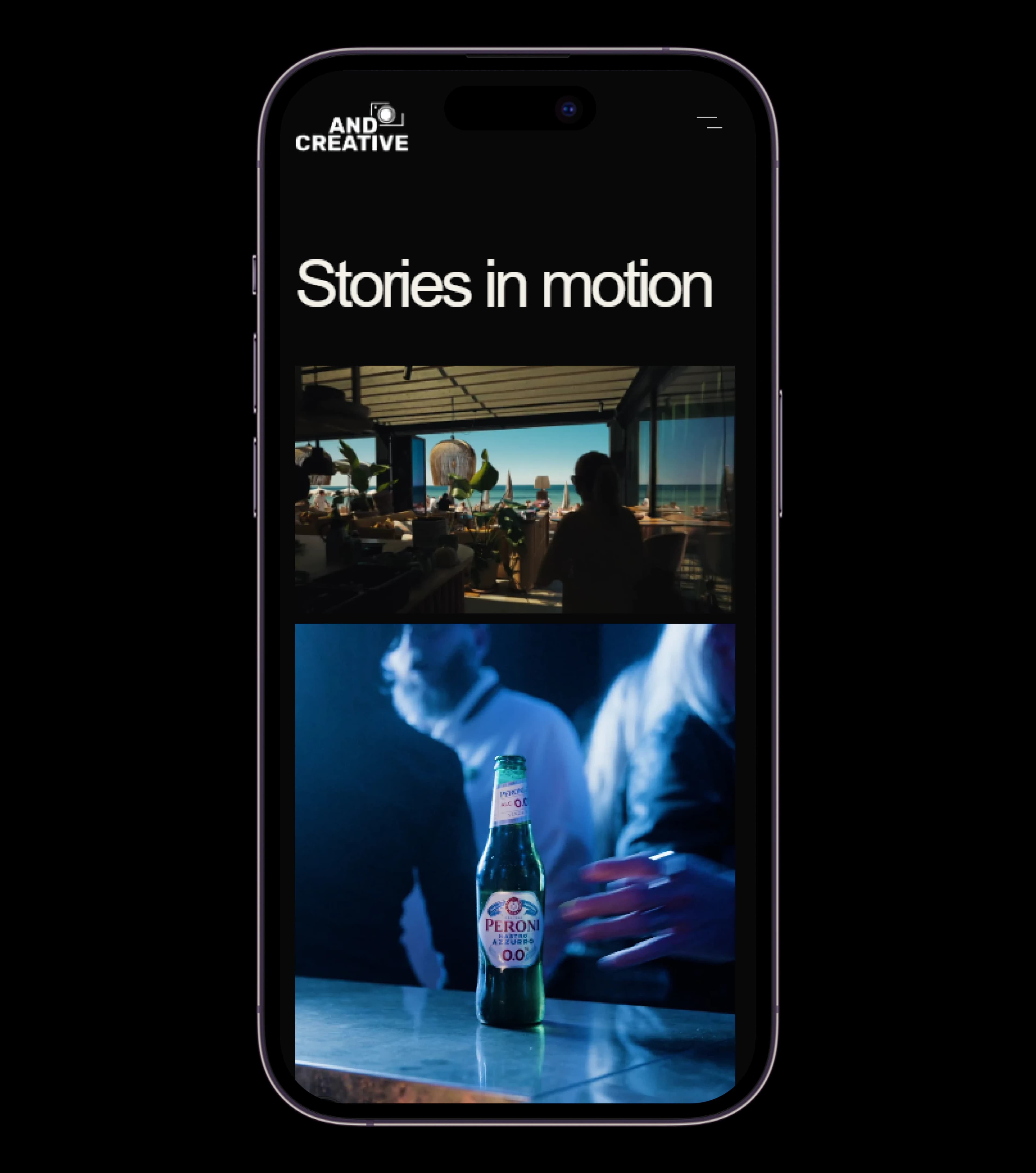 Andcreative film page on a phone