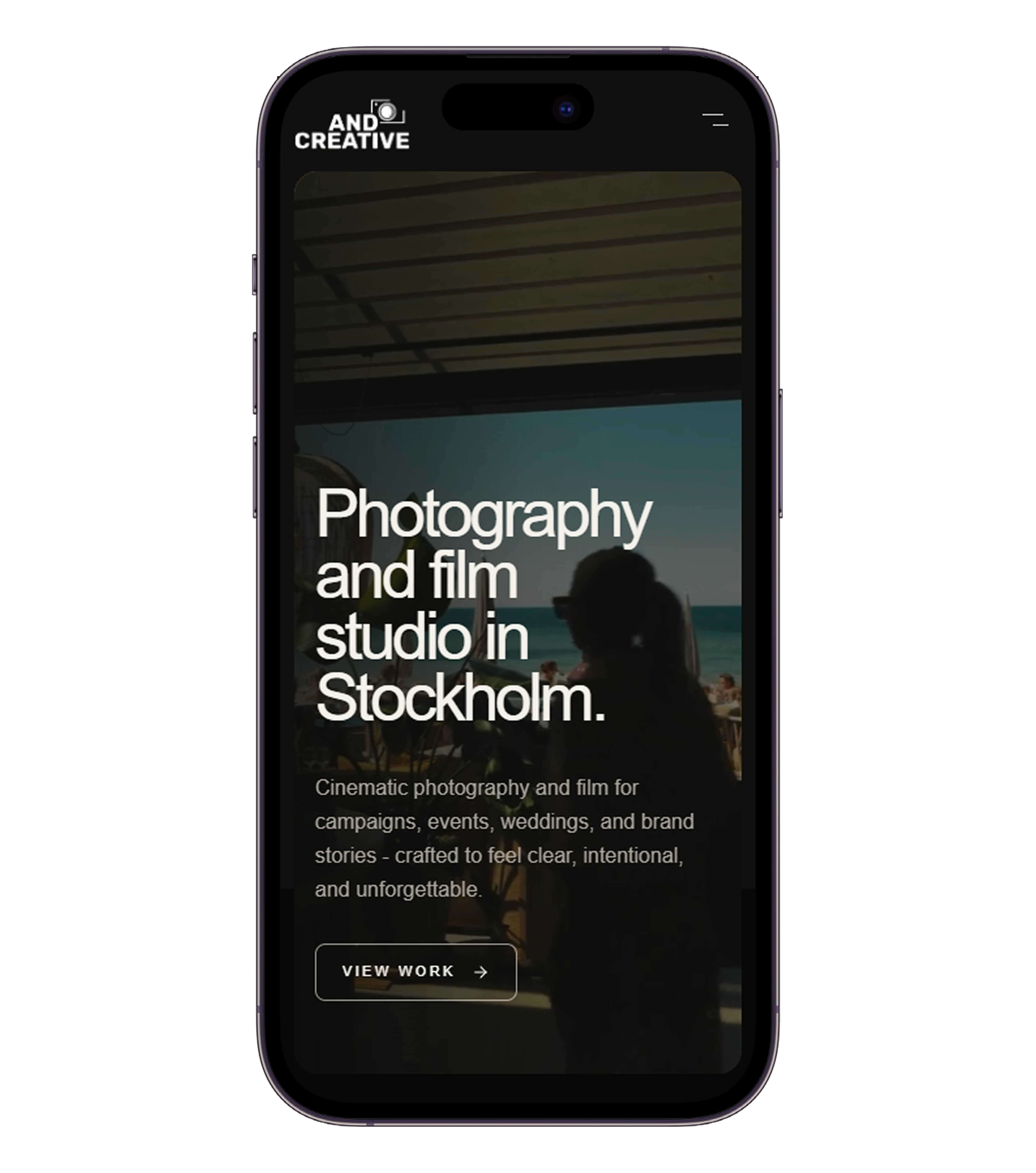 Andcreative homepage on a phone